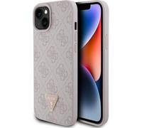 Guess PU 4G strass Triangle Métal Logo Case pour iPhone 15 Plus Rose