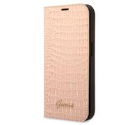 GUESS PU Bookcase Compatible avec iPhone 14 Pro Max étui - Rose Croco