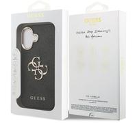 Guess PU Leather 4G Big Logo Gold Frame Case for iPhone 17 6.3"" Black - GUHCP17S4GMGCGR