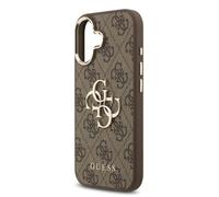 Guess PU Leather 4G Big Logo Gold Frame Case for iPhone 17 6.3"" Brown - GUHCP17S4GMGCBR