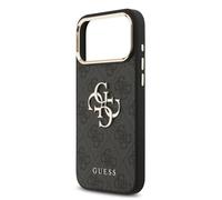 Guess PU Leather 4G Big Logo Gold Frame Case for iPhone 17 Pro Max 6.9"" Black - GUHCP17X4GMGCGR
