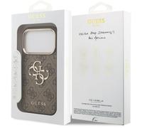 Guess PU Leather 4G Big Logo Gold Frame Case for iPhone 17 Pro Max 6.9"" Brown - GUHCP17X4GMGCBR