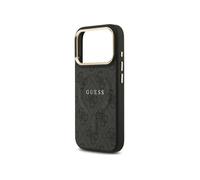 Guess PU Leather 4G Gold Frame Case with MagSafe for iPhone 17 Pro 6.3"" Black -GUHMP17LP4MSEGCK