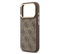 Guess PU Leather 4G Gold Frame Case with MagSafe for iPhone 17 Pro 6.3"" Brown - GUHMP17LP4MSEGCW