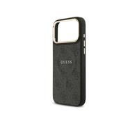 Guess PU Leather 4G Gold Frame Case with MagSafe for iPhone 17 Pro Max 6.9"" Black - GUHMP17XP4MSEGCK