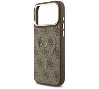 Guess PU Leather 4G Gold Frame Case with MagSafe for iPhone 17 Pro Max 6.9"" Brown - GUHMP17XP4MSEGCW
