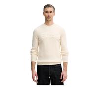 Guess - Pull à col rond avec logo 3D à manches longues - Homme - Pulls - Beige - Taille: L
