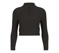 Guess - Pull Court en Tricot Côtelé à Demi-Fermeture Éclair et Motifs de Câbles - Femme - Pulls - Noir - Taille: 40 FR