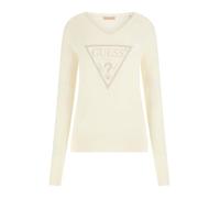Guess Pull écologique à Manches Longues avec Logo Triangle Miriam pour Femme, Crème, Blanc, Taille M
