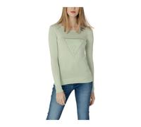 Guess - Pull en Maille Manches Longues Logo Triangulaire Cristal - Femme - Pulls - Vert - Taille: 38 FR