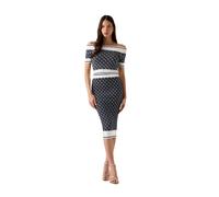 Guess - Pull Lise 4G Logo épaules dénudées - Femme - Robes - Bleu - Taille: 38 FR