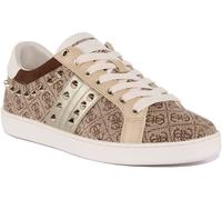 GUESS Raelin Clouté Doré 4G Logo Baskets Beige Femmes UK 3 - 8