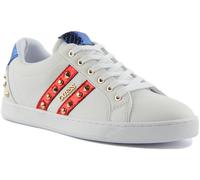 Guess Rassta 4G Logo Or Stud Femme Baskets Blanc Marine Rouge UK 3 - 8