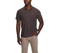 GUESS Reeves Chemise à Manches Courtes pour Homme, Marron Chocolat, XL