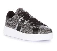Guess Reyhana Baskets à lacets G Cube Logo imprimé en simili-cuir pour femmes en noir gris (Noir Gris , 37) 38