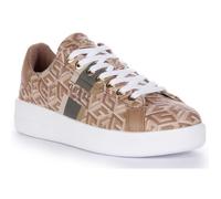 Guess Reyhana Baskets à lacets G Cube Logo imprimé en simili-cuir pour femmes en taupe (Taupe, 41) 39