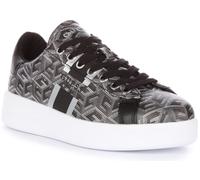 Guess Reyhana G Cube Logo Faux Cuir Lacets Trainer Gris Femmes EU 36-42