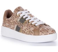Guess Reyhana G Cube Logo Lace Up Trainer Taupe Femmes EU 36-42