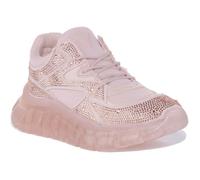 Guess Rhinestone Clarisse Baskets à lacets en synthétique inspirées de la course à pied pour hommes en crème (Crème, 38) 37