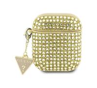Guess GUA2HDGTPD Coque AirPods 1/2 z?oty/or Rhinestone Triangle Charm, ?tui pour ?couteurs + casque