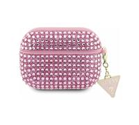 Guess GUAPHDGTPP Coque AirPods Pro r??owy/pink Rhinestone Triangle Charm, ?tui pour ?couteurs + casque