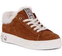 Guess Rivet Baskets En Fourrure Synthétique À Lacets Marron Femmes EU 36-42