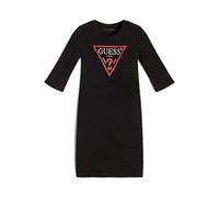 Guess Robe à Manches 3/4 en Coton Bio avec Logo Triangle pour Fille Taille Unique, Noir Profond, 10 Ans