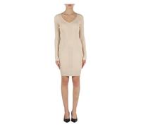 Guess - Robe côtelée col en V - Femme - Robes - Beige - Taille: 42 FR