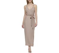Guess Robe Maxi plissée à nouer avec cristaux pour femme Taupe 42