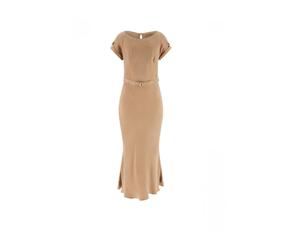 Guess - Robe Midi en mélange de viscose - Femme - Robes - Beige - Taille: 40 FR