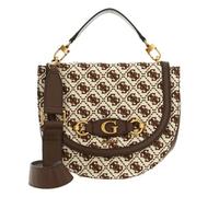GUESS Sac à épaule bandoulière beige marron pour femme - Izzy Flap Saddle Bag Brown Logo 239064