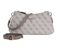 GUESS sac à épaule bandoulière Noelle II Tri Compartment Shoulder Crossbody Bag Dark Taupe Logo écru