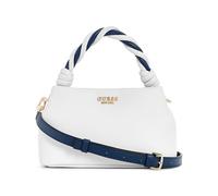 GUESS Sac à main avec poignée tressée, couleur blanc et bleu marine, design élégant, blanc