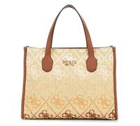 GUESS Sac à main beige blanc pour femme - Silvana Two Compartment Tote Cognac Logo 300401