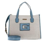 GUESS Sac à main beige bleu clair pour femme - G Status Compartment Tote Natural / Light Denim 246991