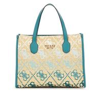 GUESS Sac à main beige turquoise pour femme - Silvana Two Compartment Tote Teal Logo 300402