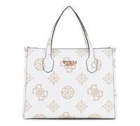 GUESS Sac à main blanc marron pour femme - Silvana 2 Compartment Tote White Logo 285451