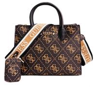 Guess Sac À Main Femme Rea High Society Satchel Marron 4G Logo Neuf