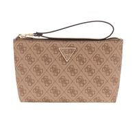 GUESS Sac d’accessoires marron brun clair pour femme - Laurel II Wristlet Pouch Latte Logo 333112