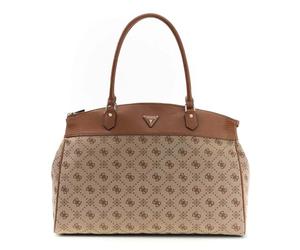 GUESS Sac de Voyage Sac à épaule Melinda Logo Deluxe Dome Tote Latte Logo Taupe