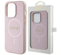 Guess Saffiano MagSafe - Coque iPhone 15 (rose)