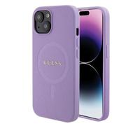 Guess Saffiano MagSafe Housse pour iPhone 15 Plus - Violet Étui pour téléphone portable