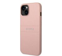 Guess Saffiano Metal Logo Stripes - Coque iPhone 14 Plus (rose)