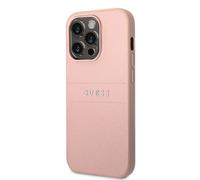 Guess Saffiano Metal Logo Stripes - Housse pour iPhone 14 Pro (rose)