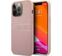 Guess Saffiano Stripe Collection Apple iPhone 13 Pro Max Hard Case Cover Housse de protection rose