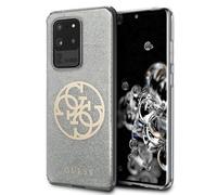 Guess Samsung Étui GUHCS69PCUGLLG Galaxy S20 Ultra gris clair/gris clair Étui rigide Glitter 4G Circle Logo