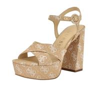 GUESS Sandales à talons Vallenn pour femme, Logo blanc naturel clair 112, 37 EU