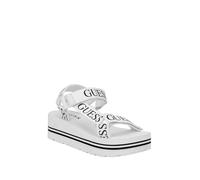 GUESS Sandales compensées Avin pour femme, Blanc/noir Logo 137, 42 EU