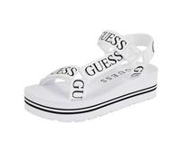 GUESS Sandales compensées Avin pour femme, Logo blanc noir 137, 38 EU