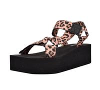 Guess Femme Avin Sandale cale, Noir/léopard 908, 37.5 EU